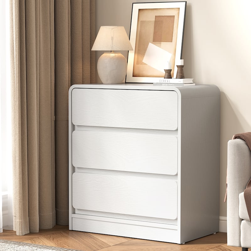 Modern Storage 3-Drawer Nightstand for Bedroom, Nursery, Living Room