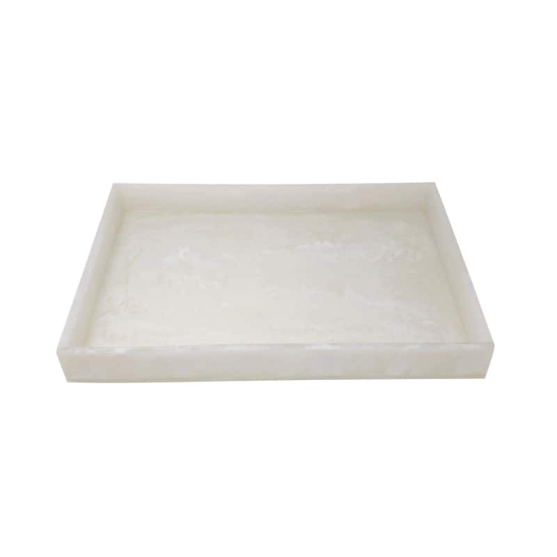 White Resin Rectangular Tray L 18.1" X W 11.81" X H 1.97" - White