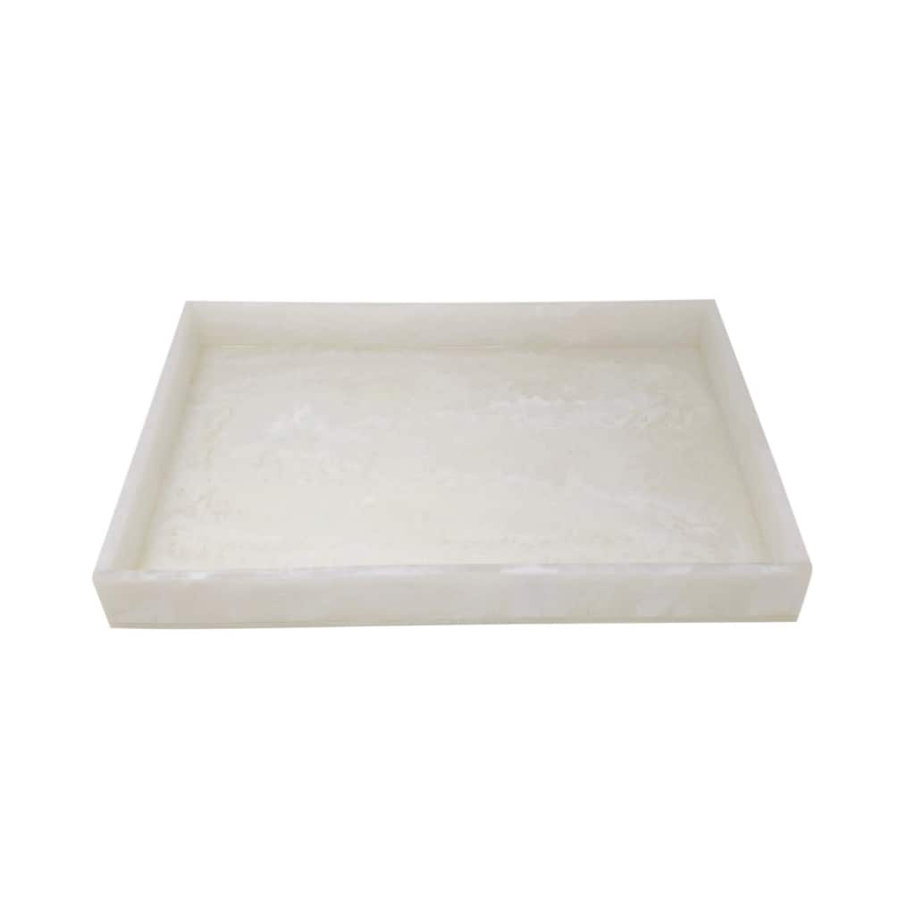 White Resin Rectangular Tray L 18.1" X W 11.81" X H 1.97" - White