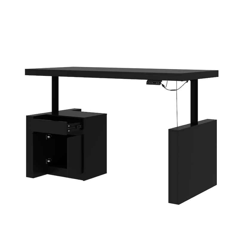 Stylish Black Electric Height-Adjustable Desk Standing Desk Computer Desk: Modern and Functional Workspace Essential