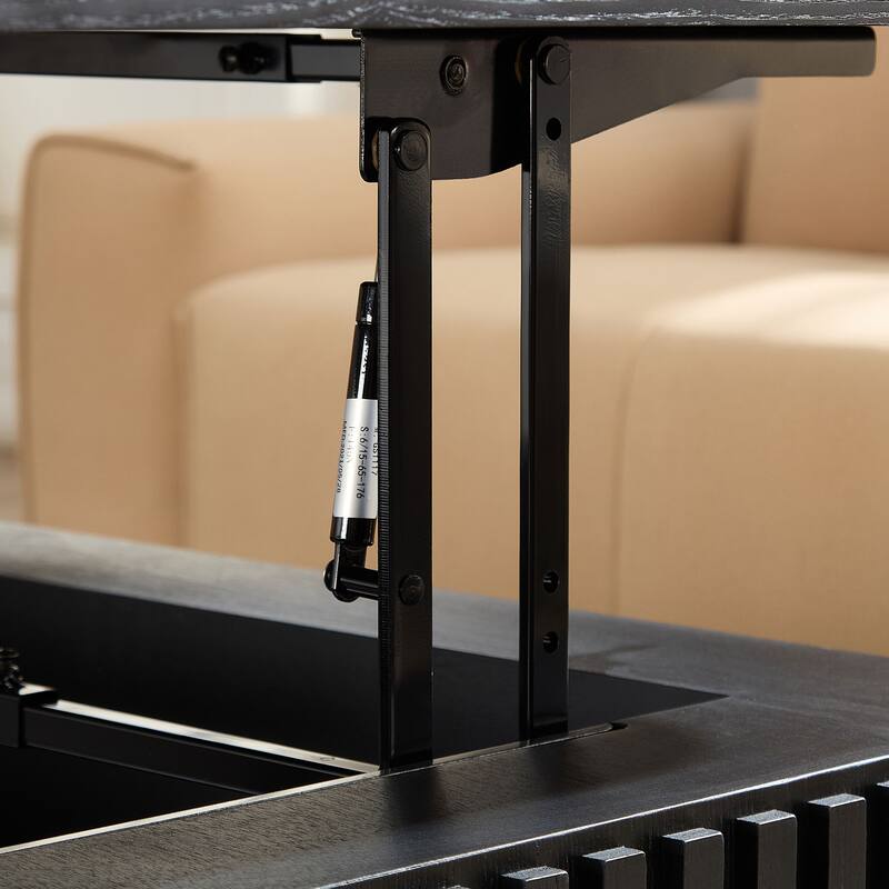 35.43 Inch Handcraft Drum Coffee Table Square Coffee Table,Lift Top Wooden Coffee Table with Hidden Storage Space