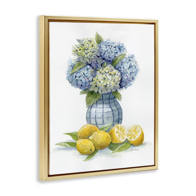 Stupell Hydrangeas & Lemon Cluster Framed Floater Canvas Wall Art Design By Patti Bishop