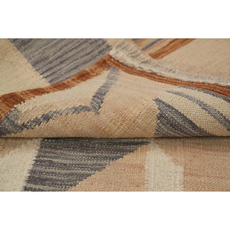 Hand Woven Oriental 100% Wool Carpet Southwestern Modern Multi-Colored Kilim Runner Rug - 9' 8'' X 2' 8''