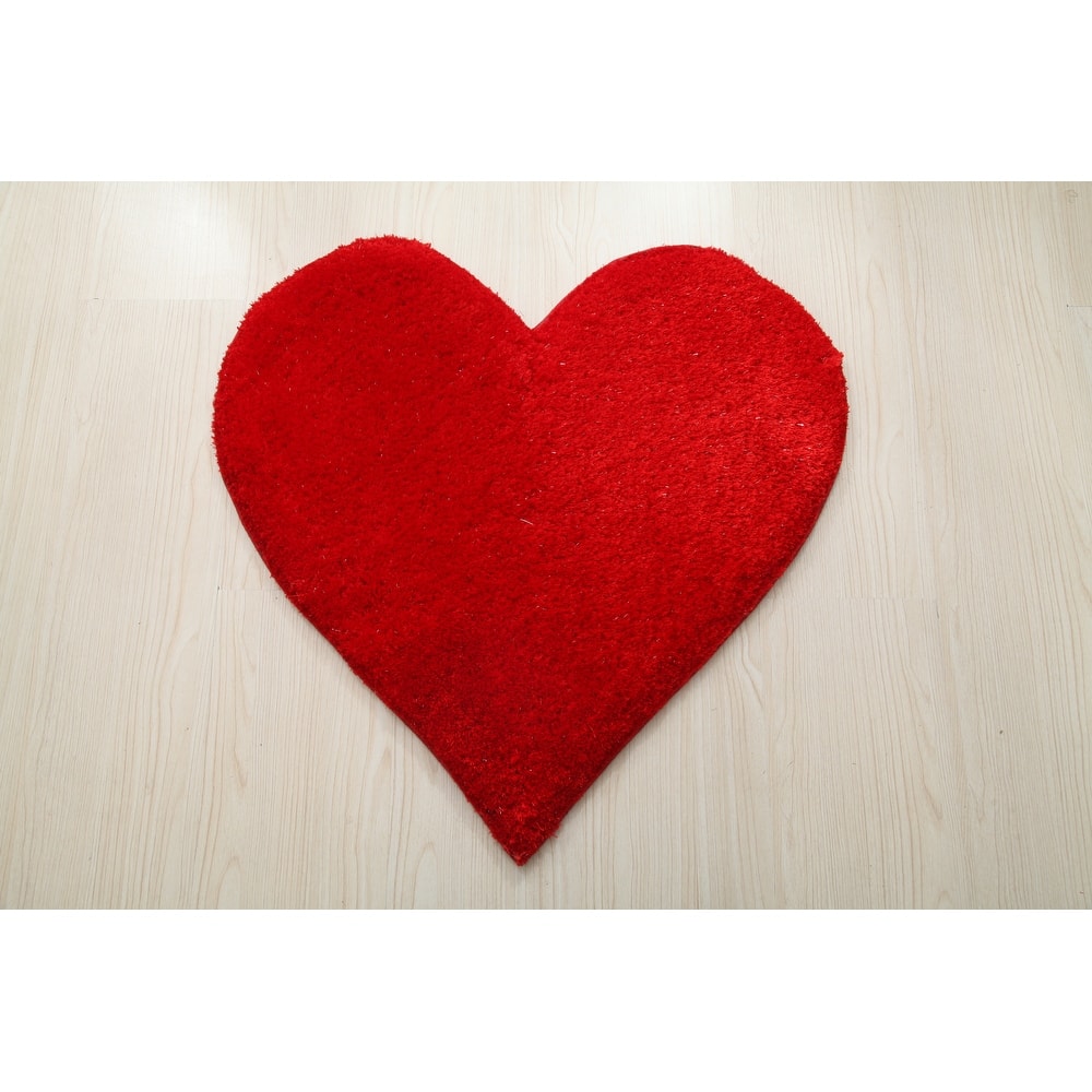 Hearts Collection Hand Woven Shag Area Rug - 24" x 24"