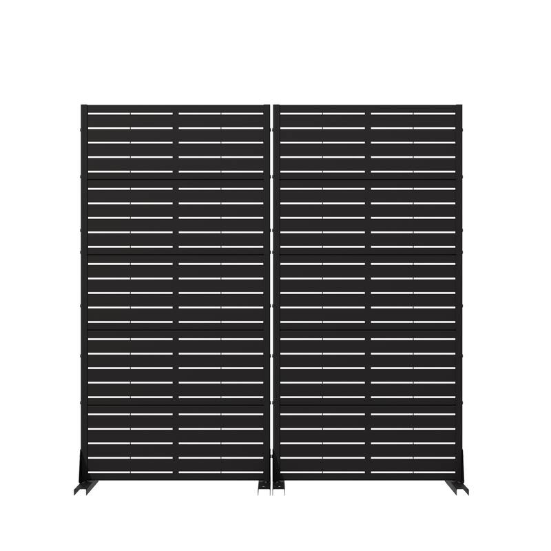Outdoor Privacy Screen with Stand for Patio Garden Metal Fence Set of 2