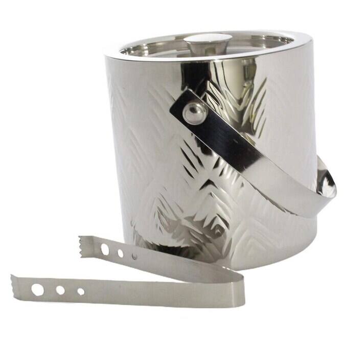 Sol Living Ice Bucket Double Wall Stainless Steel with Lid and Tongs