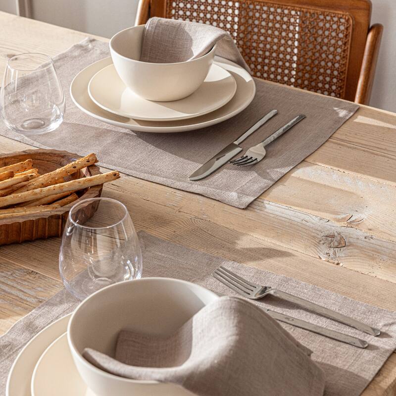 over&back 100% Linen Woven Placemats - Machine Washable - Set of 4