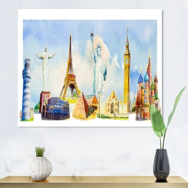 Designart "Famous Landmarks Of The World IV" Global Canvas Wall Art