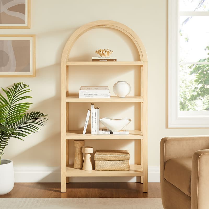 Vexley 60 Inch Wide Arched Bookshelf - Natural