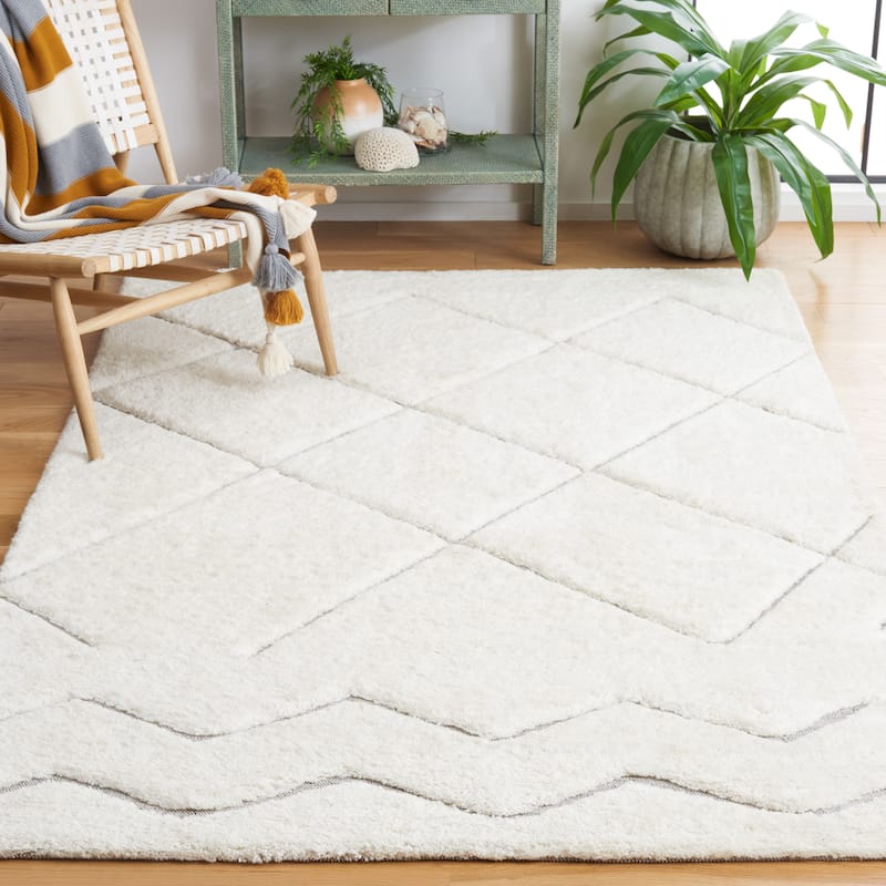 SAFAVIEH Handmade Kenya Antina Moroccan Boho Wool Rug - 3' x 5' - Ivory/Grey