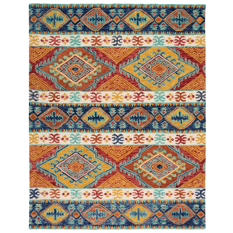 SAFAVIEH Handmade Aspen Geesche Boho Tribal Wool Rug - 10' x 14' - Navy/Ivory