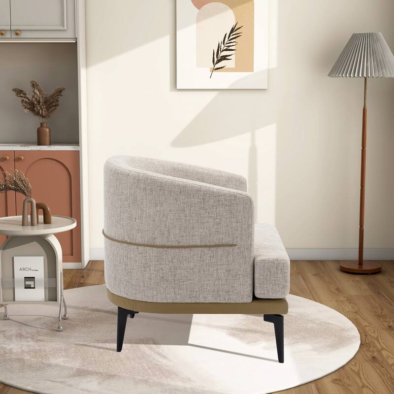 Modern Upholstered Accent Chair Two-Tone Barrel Armchair