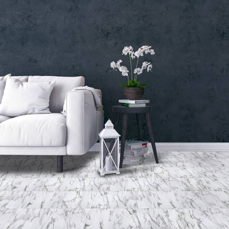 Achim Tivoli Bianco Marble 12x12 Vinyl Floor Tile (45 Tiles/45 sq ft)