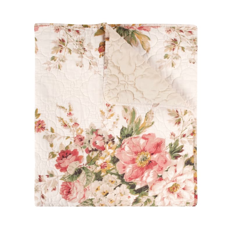 Greenland Home Fashions Grace Traditional Farmhouse Floral Throw Blanket