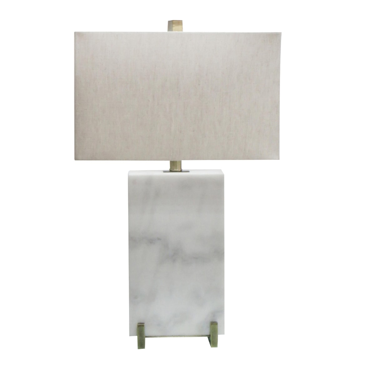 Transitional 1 Light White Marble And Antique Brass Frame Table Lamp