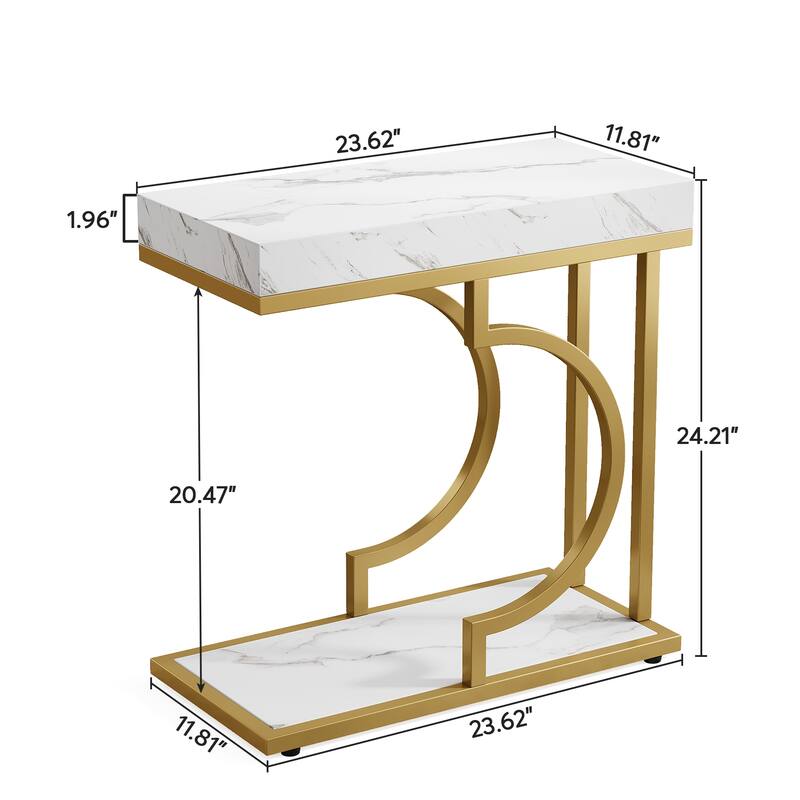 Modern Side Table, C Shaped End Table, Chairside Sofa Bedside Table for Living Room