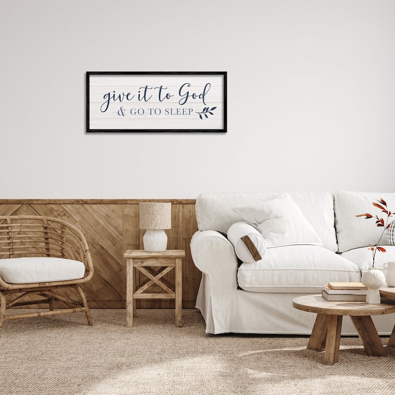 Stupell Give to God and Sleep Motivational Bedtime Phrase Framed Wall Art - Blue