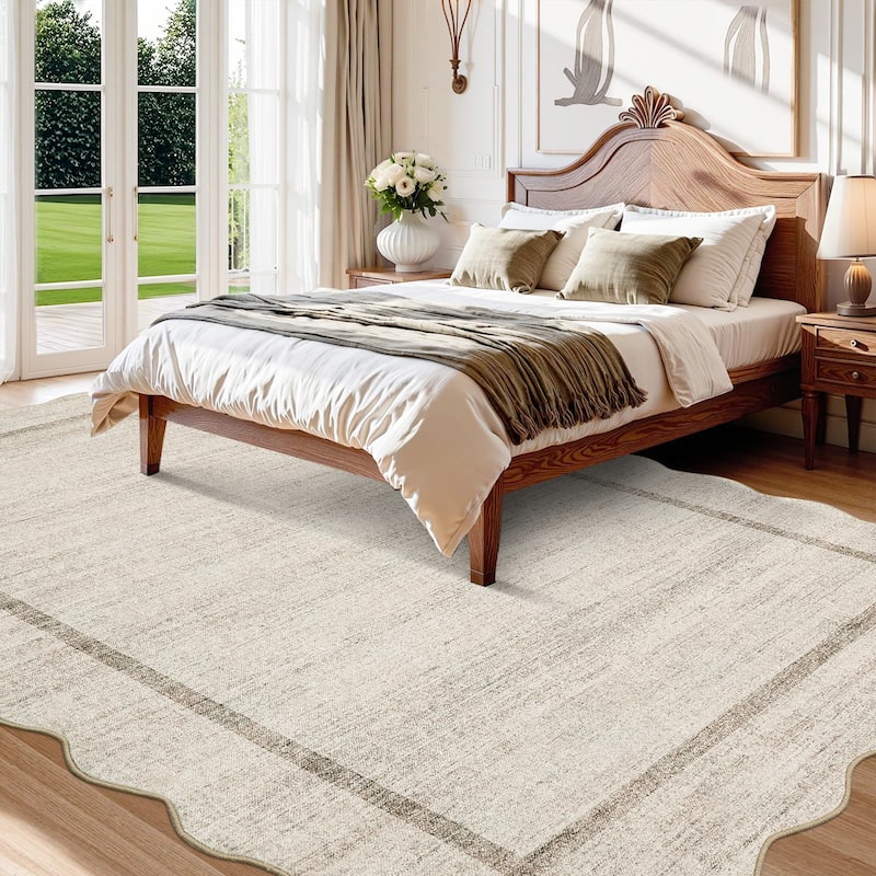 Garvee Scallop Solid Washable Area Rug