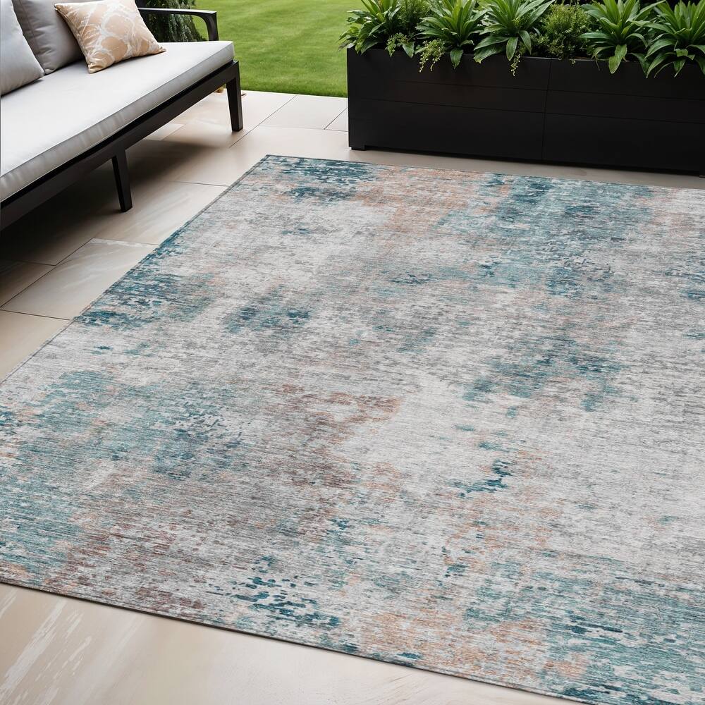 HomeRoots Abstract Transitional Rectangle Outdoor Rug