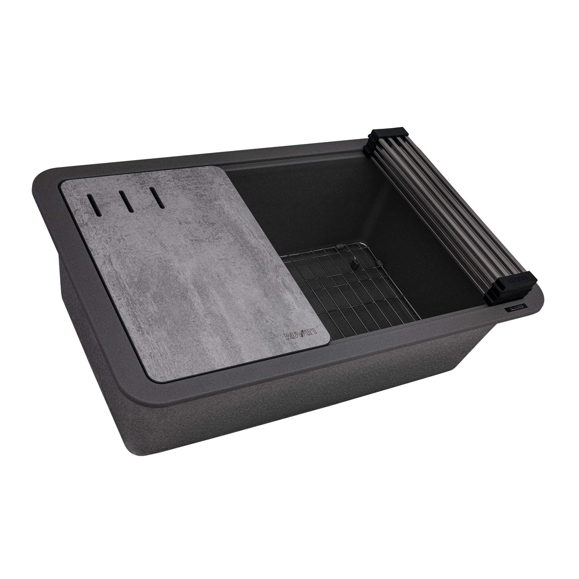 Ruvati 30-inch Granite Composite Quartz Workstation Urban Gray Undermount Kitchen Sink - RVG2310UG