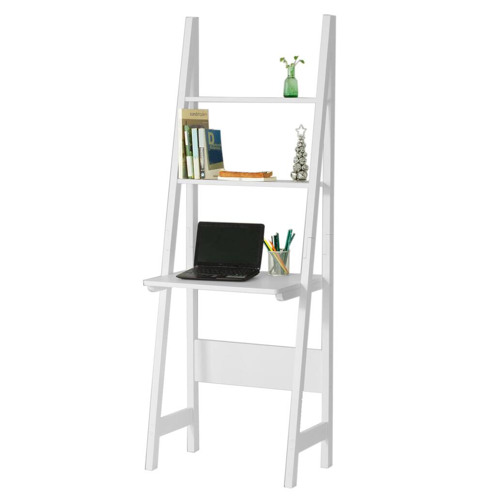 SoBuy FRG60-W, Storage Display Shelving Ladder Shelf With Desk And 2 Shelves