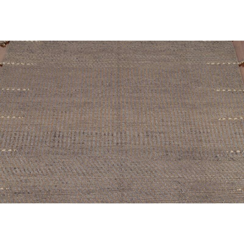 All-Over Striped Moroccan Modern Area Rug Handmade Wool Carpet - 6'8"x 11'3"