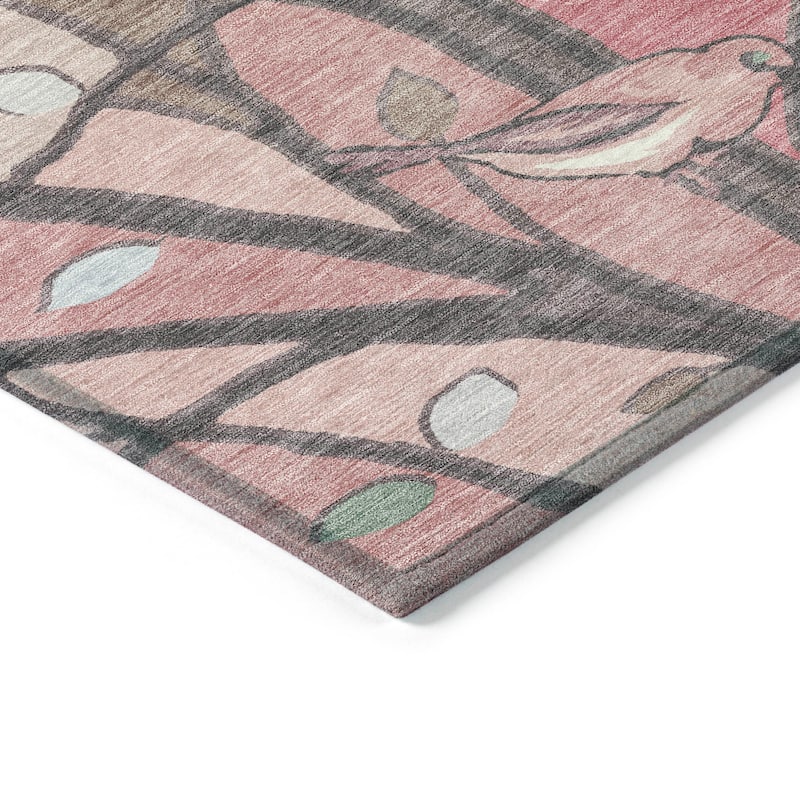 Machine Washable Indoor/ Outdoor Bird Mosaic Chantille Rug