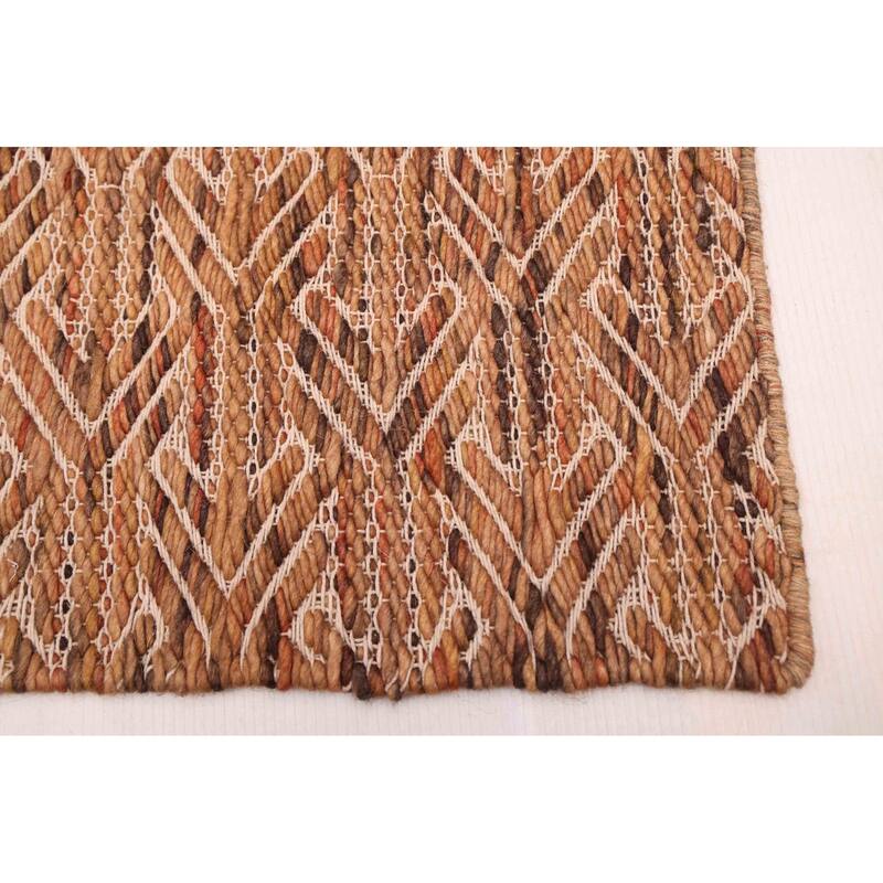 ECARPETGALLERY Braid weave Sienna Brown Wool Rug - 5'0 x 7'7