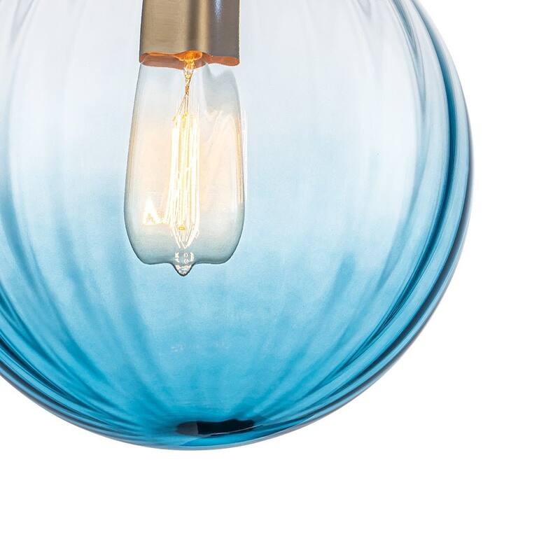 Gradual Colorful Ribbed Glass Globe Single Semi Flush Ceiling Light