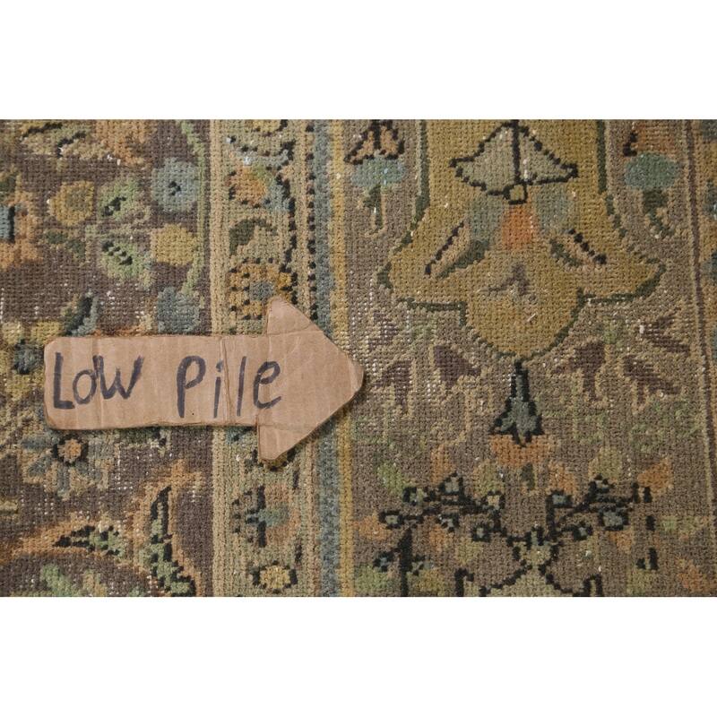 Hand Knotted Oriental 100% Wool Carpet Traditional Floral Brown Tabriz Area Rug - 11' 7'' X 8' 3''