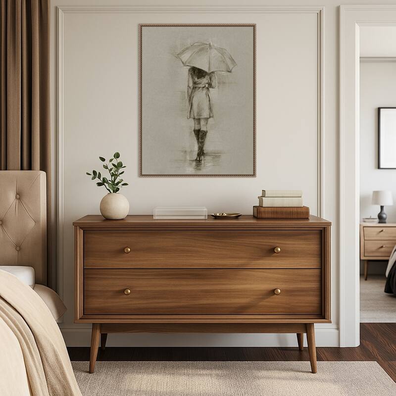 Rainy Day Rendezvous No. 1 by Ethan Harper Framed Canvas Wall Art Print