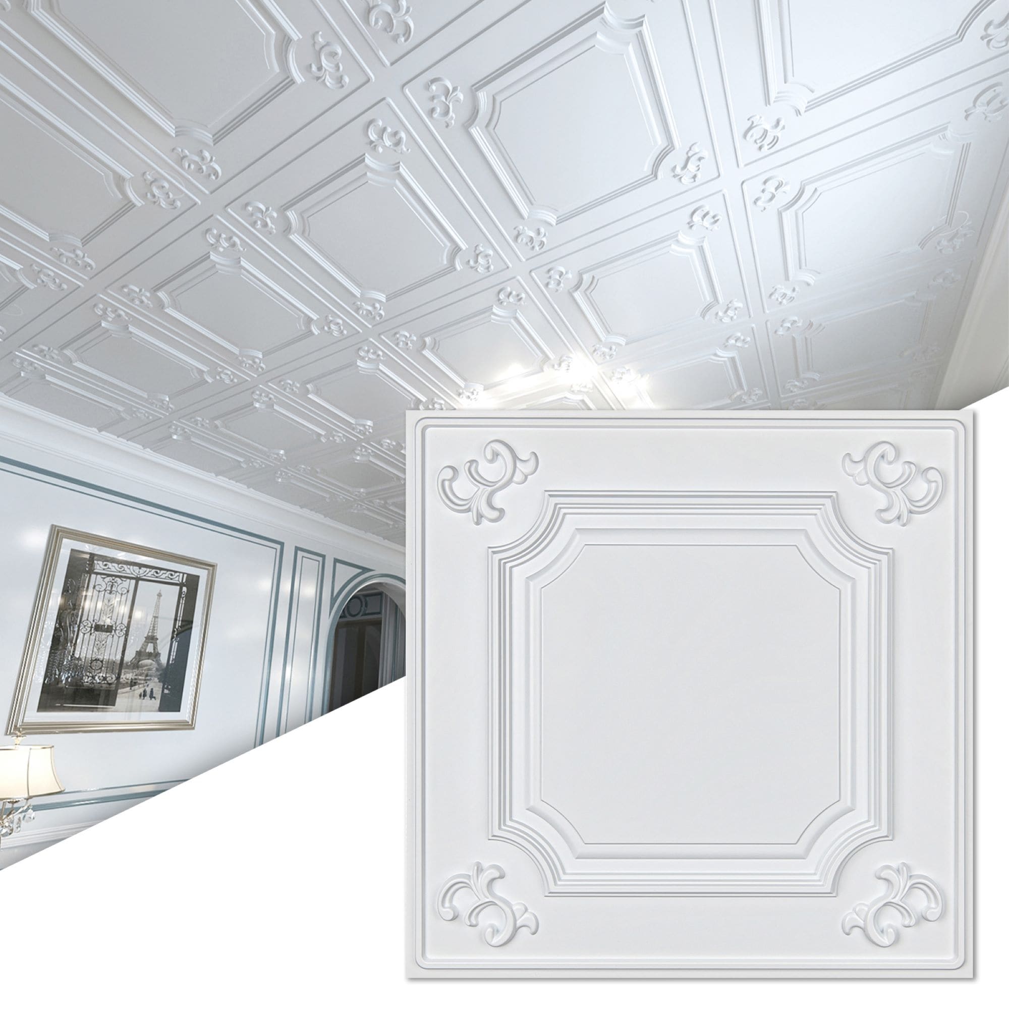 Art3d 2x2ft PVC Drop Ceiling Tiles,Lay-in Ceiling Tiles,Glue Up Ceiling Tiles