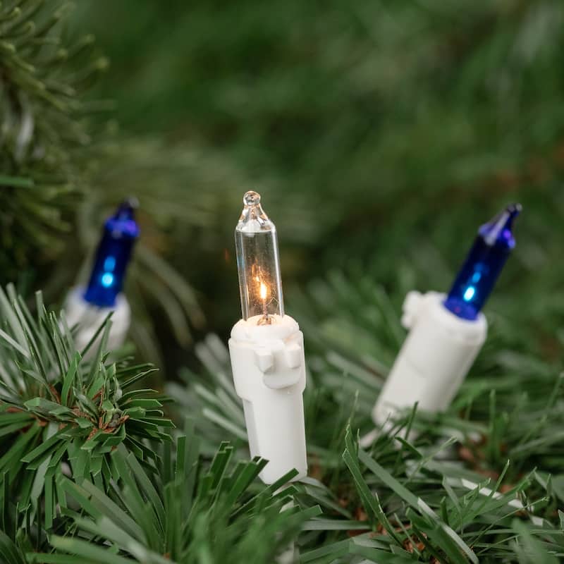 100-Count Blue & Clear Mini Christmas Lights - 21.5ft White Wire - 21.5'