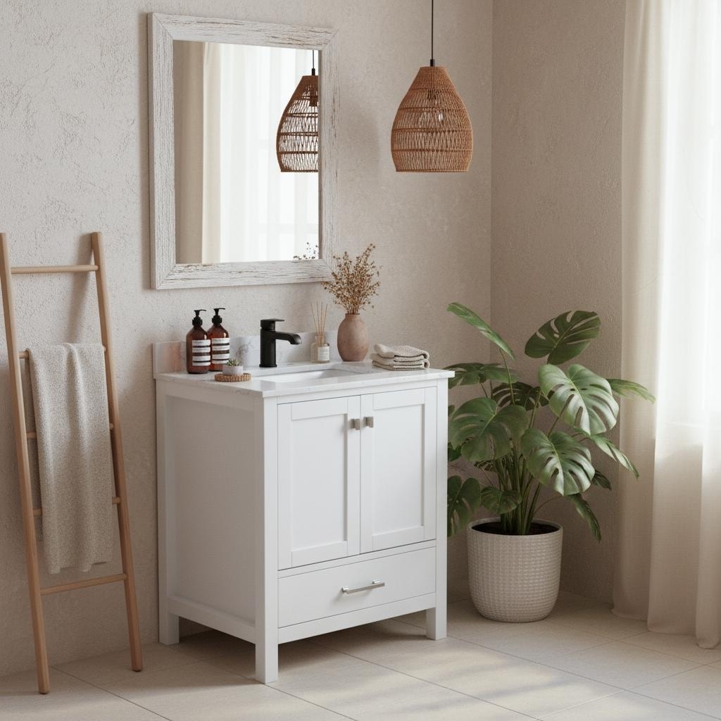 30'' Bathroom Vanity, Bathroom Storage Cabinet, Freestanding Vanity Top With Basin