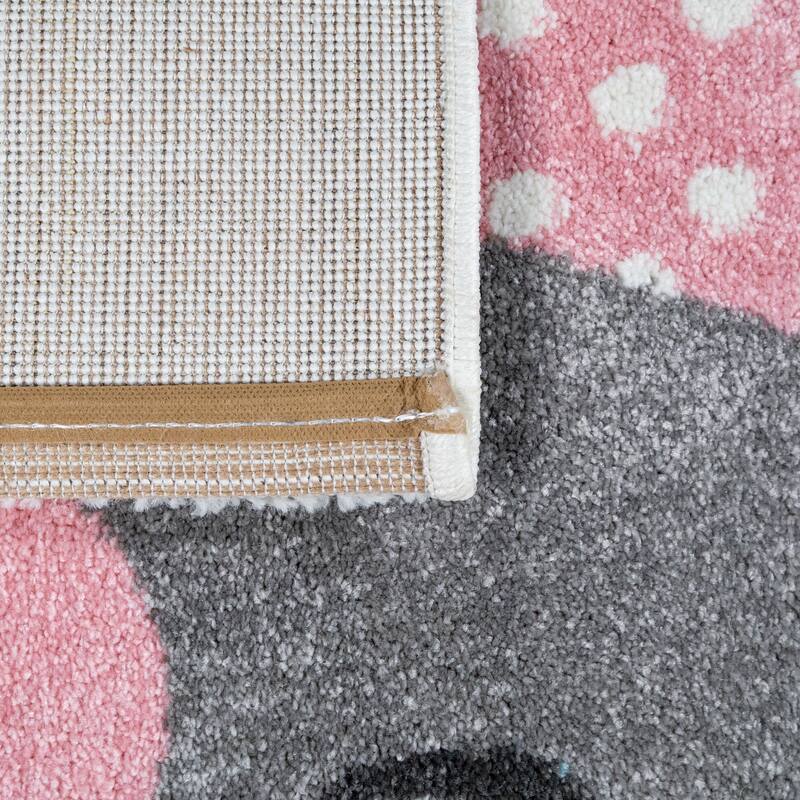 Kids Rug for Nursery Cute Animals in Cream Pastel Colors