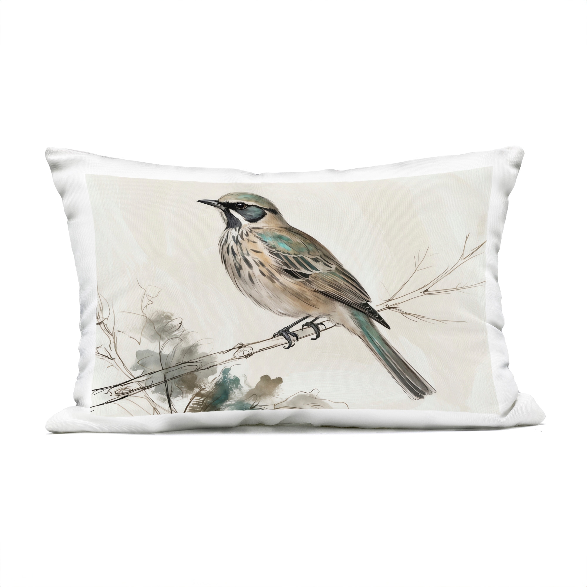 Stupell Perched Bird Illustration Printed Outdoor Throw Pillow Design by LSR Creative Studio