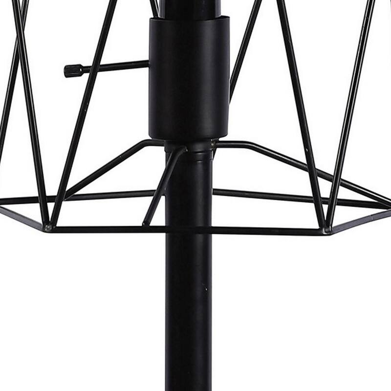 Ora 26 Inch Modern Table Lamp, Square Cage Shade, Round Metal Base, Black
