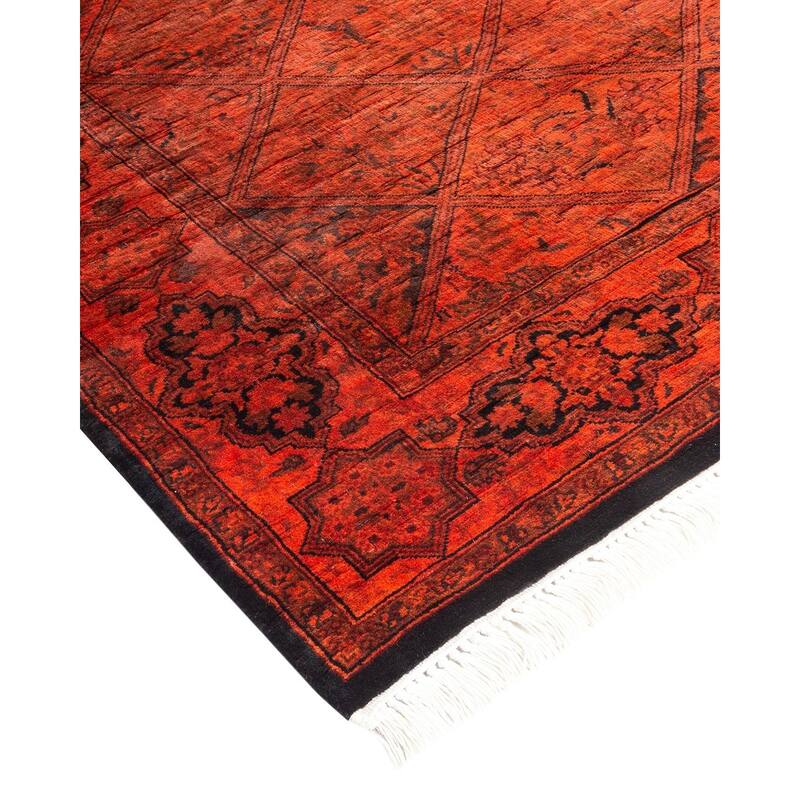 Overton Hand Knotted Wool Vintage Inspired Modern Contemporary Overdyed Orange Runner Rug - 2' 7" x 6' 10"