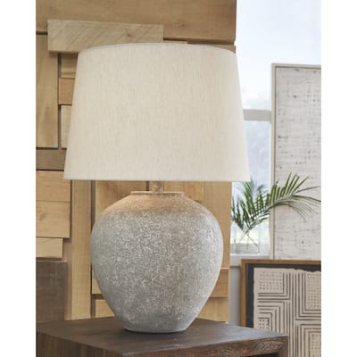 Signature Design by Ashley Dreward Distressed Gray Table Lamp - 17"W x 17"D x 25"H