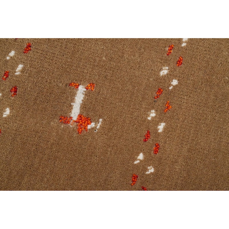 Hand Knotted Oriental 100% Wool Carpet Tribal Animal Pictorial Brown Gabbeh Area Rug - 8' 1'' X 7' 11''