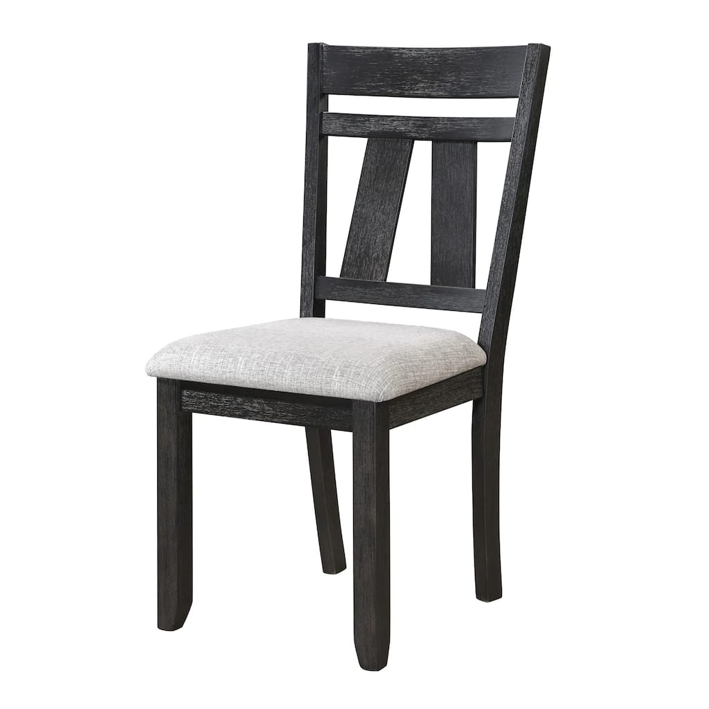 Riby Dining Chair Set of 2, Black Wood Frame, Gray Linen Seating