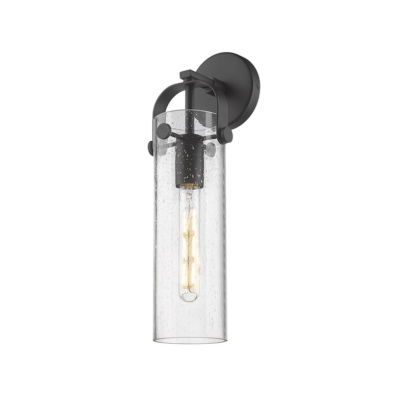 Innovations Lighting Pilaster - 1 Light 4" Wall-Mounted Sconce - Seedy/Matte Black