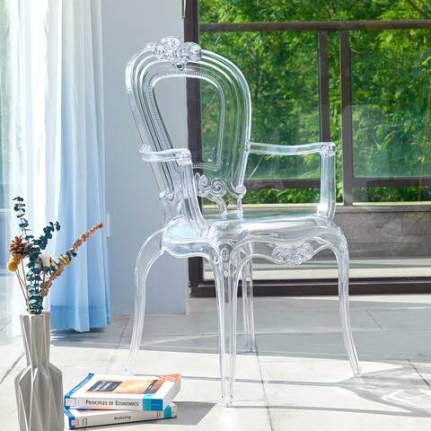 Eobard Transparent Acrylic Arm Chair Dining Chair (Set of 2)