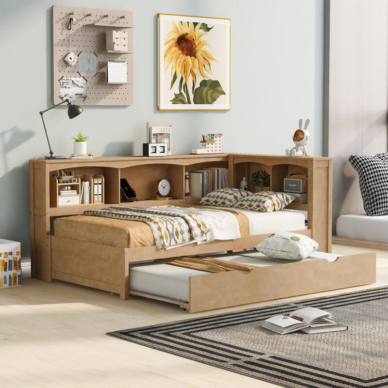 Multifunctional Twin Daybed with Pull-Out Trundle and USB Charging Station