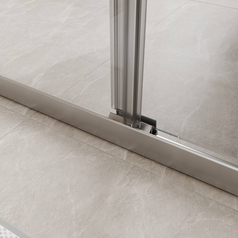 Modland 70'' H Glass Double Sliding Shower Door in Black/Chrome