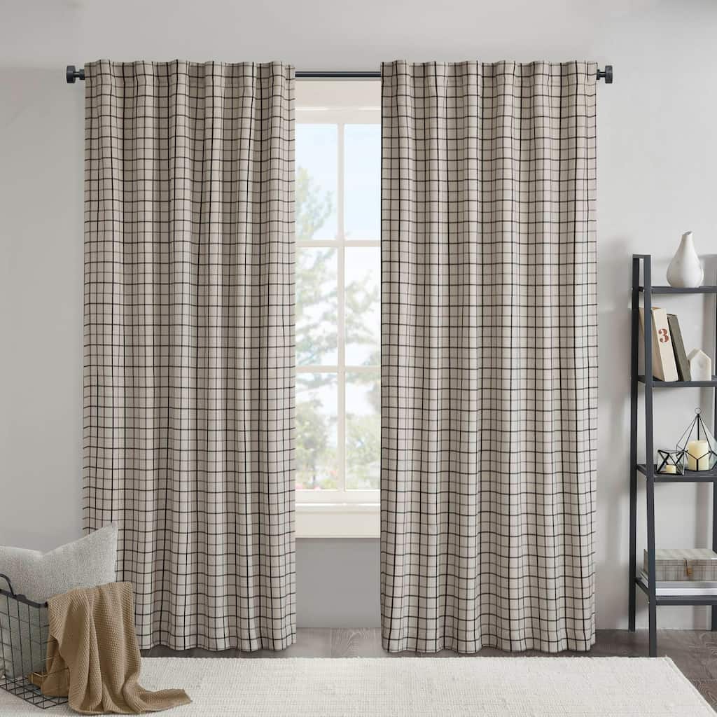 Plaid Rod Pocket and Back Tab Curtain Panel