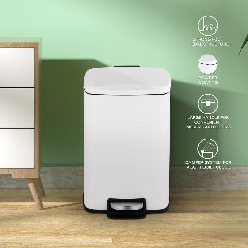 Innovaze 1.3 Gal./5 Liter Rectangular Step-on Trash Can for Bathroom and Office