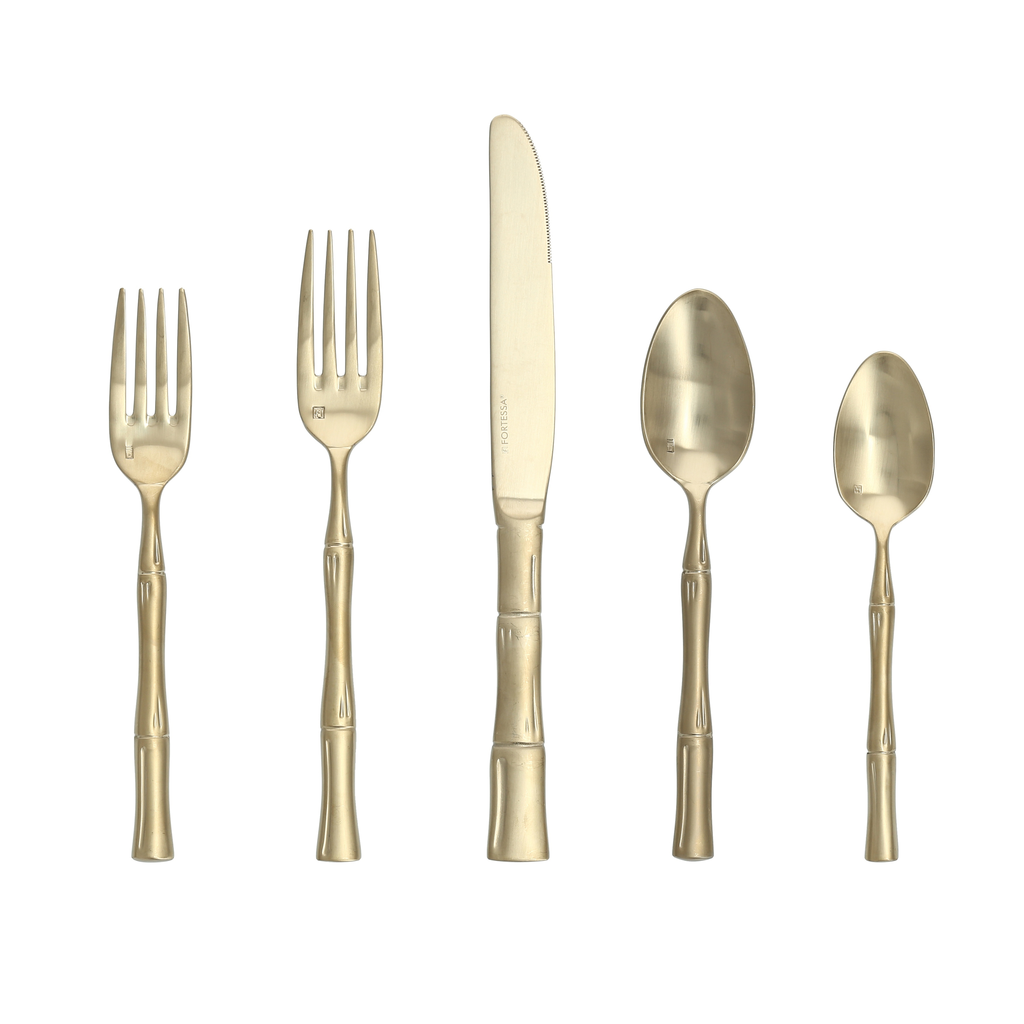 Fortessa Royal Pacific PVD 18/10 Stainless Steel, 20 Piece Flatware Set (Service for 4), Brushed Champagne - 20 Piece Set