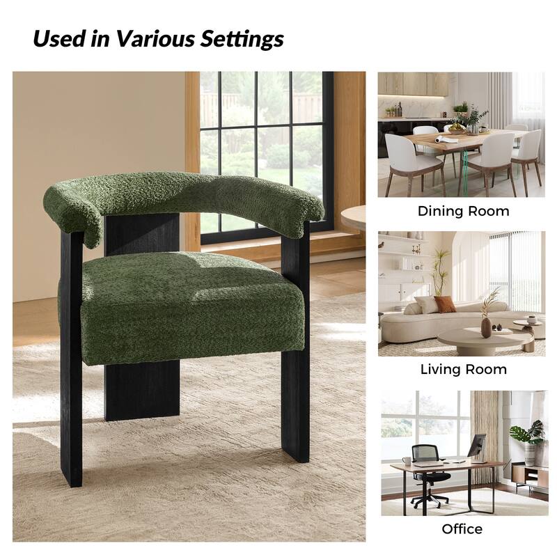 Georg Modern Boucle Dining Chair with Solid Wood Legs Set of 2 by HULALA HOME