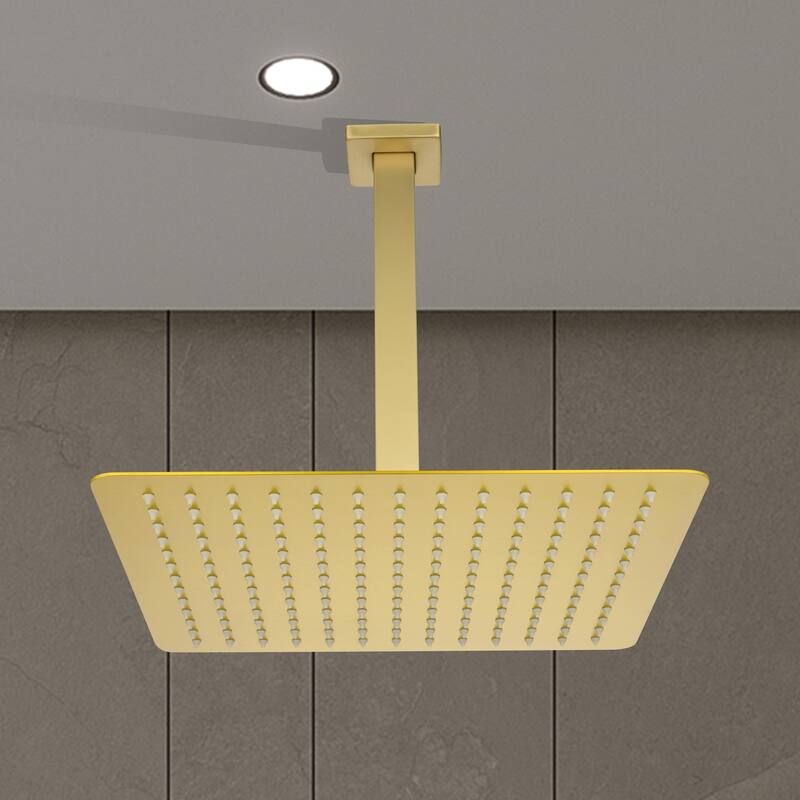 12" Square High Pressure Rain Shower Head,304 Stainless Steel Rain Shower Head - Brushed Gold